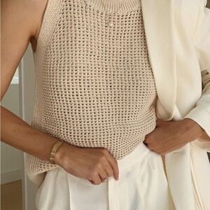 Commense Cream Knit Sleeveless Shell Top